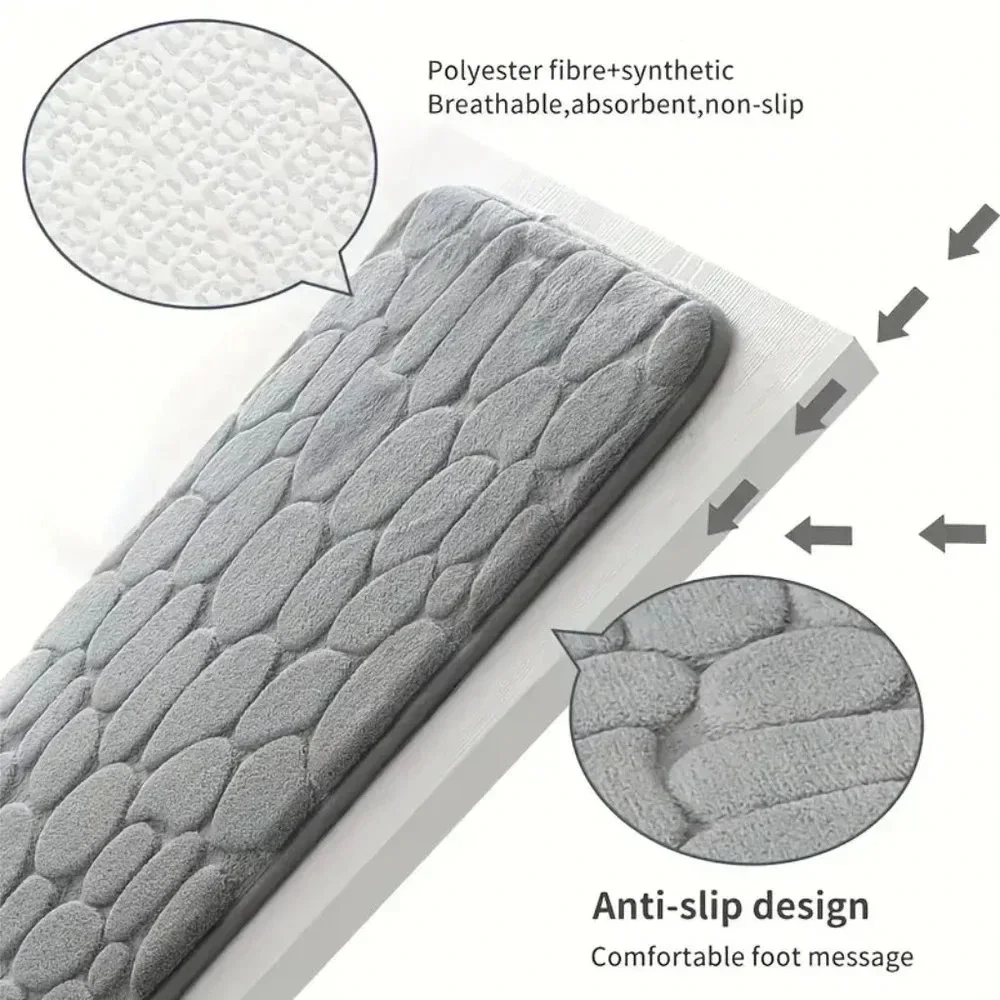Memory Foam Cobblestone Embossed Bath Rug Mat